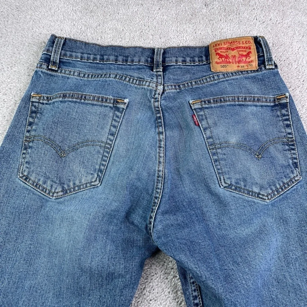 Levis‎ 505 Jeans Mens 32x30 (Fits 30x29) Blue Regular Straight Stretch Denim
